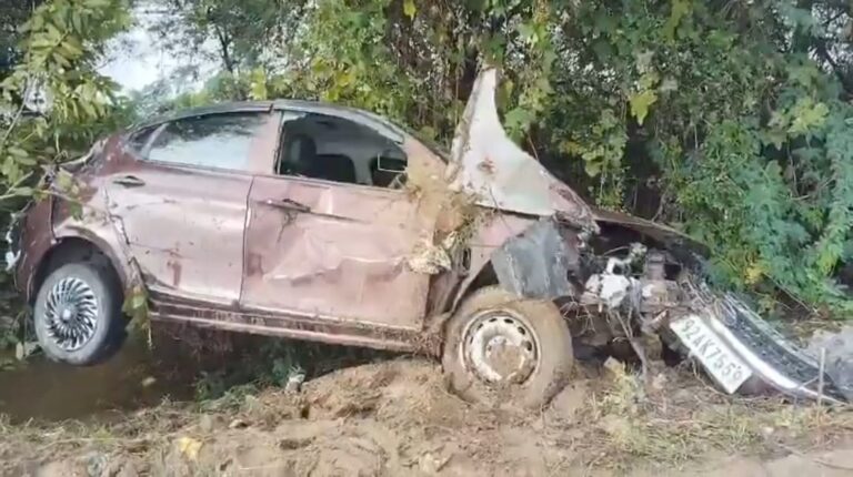 जालौन : उरई जालौन मार्ग पर गायर कट से अचानक गोवंश आ जाने के कारण कार अनियंत्रित होकर खाई में जा गिरी।कार के खाई में गिरने के कारण में सवार दम्पति के साथ बेटी समेत चार लोग घायल हो गये। घायल को मेडिकल कॉलेज में भर्ती कराया गया है ।